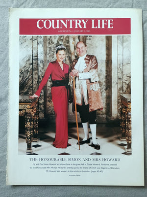 The Honourable Simon and Mrs Howard - Mr and Mrs Simon Howard are shown here in the great hall at Castle Howard, Yorkshire, dressed for the Honourable Mrs Michael Howard's birthday party, the theme of which was Elegant and Decadent. Mr Howard also appears in the article on humidors