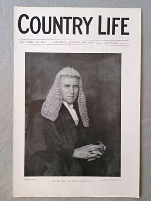Sir John Simon Country Life Magazine Portrait, Frontispiece, January 28 1928. LXIII No. 1619

The featured frontispiece this week is a portrait of The Rt. Hon. Sir John Simon, K.C.V.O