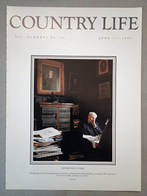 Sir Brinsley Ford Country Life Magazine Portrait June 11, 1992 Vol. CLXXXVI No. 24.

Sir Brinsley Ford, distinguished connoisseur, celebrated his 84th birthday yesterday. He is pictured here in his study at home in London.