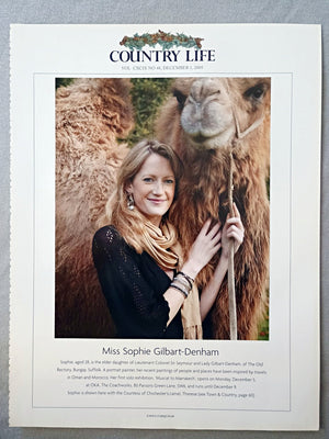 Miss Sophie Gilbart-Denham - Sophie, aged 28, is the elder daughter of Lieutenant Colonel Sir Seymour and Lady Gilbart-Denham, of The Old Rectory, Bungay, Suffolk. A portrait painter, her recent paintings of people and places have been inspired by travels in Oman and Morocco. Her first solo exhibition, 'Muscat to Marrakech', opens on Monday, December 5, at OKA, The Coachworks, 80 Parsons Green Lane, SW6, and runs until December 9. Sophie is shown here with the Countess of Chichester's camel, Therese.