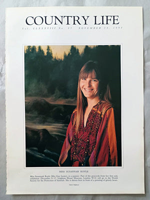 Susannah Royle, Mrs Guy Lester Country Life Magazine Portrait November 24, 1994. CLXXXVIII No. 47

Miss Susannah Royle (Mrs Guy Lester), is a painter. Part of the proceeds from her first solo exhibition (December 6-17, Leighton 6-17, Leighton House Museum, London W14) will go to the World Society for the Protection of Animals. She is shown here in front of a painting of grizzly bears..