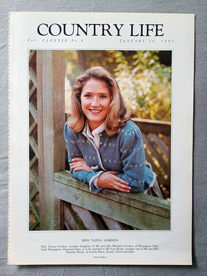 Tanya Gordon Country Life Magazine Portrait January 26, 1995. CLXXXIX No. 4

Miss Tanya Gordon, younger daughter of Mr and Mrs Michael Gordon, of Rissington Mill, Little Rissington, Gloucestershire, is to be married to Mr Ivan Royle, younger son of Mr and Mrs Timothy Royle, of Icomb Place, Icomb, Gloucestershire.