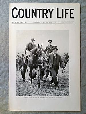 The Aga Khan at The Epsom Derby with the winner Blenheim, Country Life Magazine Portrait, Frontispiece, June 14 1930. LXVII No. 1743

The frontispiece titled "The Aga Khan Leading in Blenheim, The Winner of The Derby H. Wragg Up,"