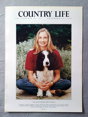 The Hon. Mrs Walker nee Georgina Helena Katherine Napier Country Life Magazine Portrait November 23, 1995. CLXXXIX No. 47

The Honourable Mrs Walker - Georgina, younger daughter of Lord and Lady Napier and Ettrick, was recently married to Captain Jonathan Walker, Grenadier Guards, only son of Sir David and Lady Walker. She is pictured with Mugger, the family cocker spaniel.