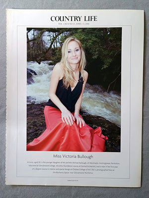 Miss Victoria Bullough - Victoria, aged 20, is the younger daughter of Mr and Mrs Michael Bullough, of Westmains, Huntingtower, Perthshire. Educated at Glenalmond College, she did a foundation course at Central St Martins, and is now in her first year of a degree course in interior and spatial design at Chelsea College of Art. She is photographed here at the Buchanty Spout, near Glenalmond, Perthshire.