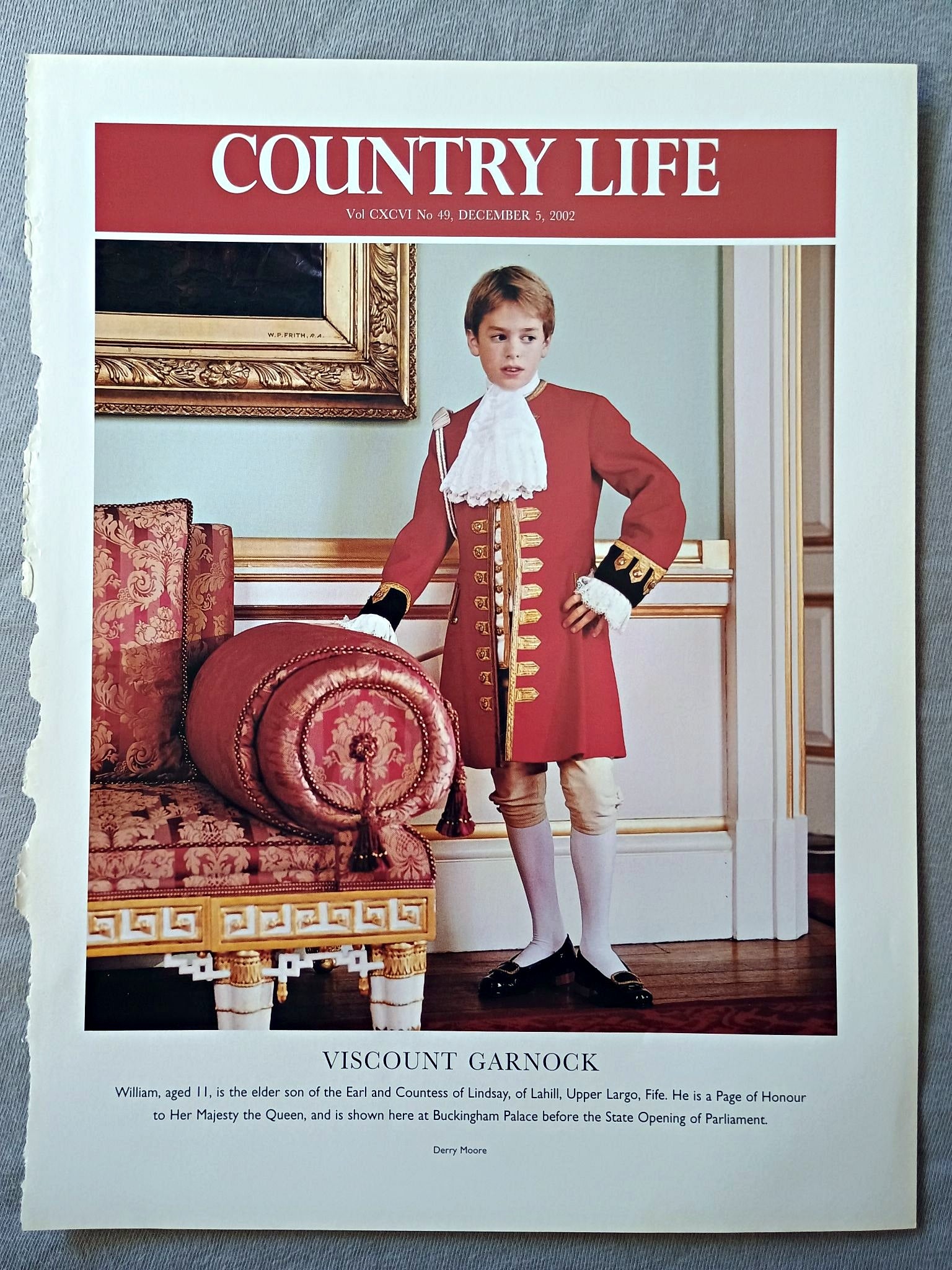 Viscount Garnock - William James Lindesay-Bethune, aged 11, is the elder son of the Earl and Countess of Lindsay, of Lahill, Upper Largo, Fife. He is a Page of Honour to Her Majesty the Queen, and is shown here at Buckingham Palace before the State Opening of Parliament