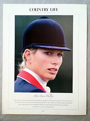 Miss Zara Phillips - Zara has become the new European Eventing Champion, aged only 24. Emulating her mother, The Princess Royal, who won the title in 1971, Zara won the individual gold medal, and was also a member of the gold-medal-winning British team, riding Toytown, at the FEI Blenheim Petplan European Eventing Championships.