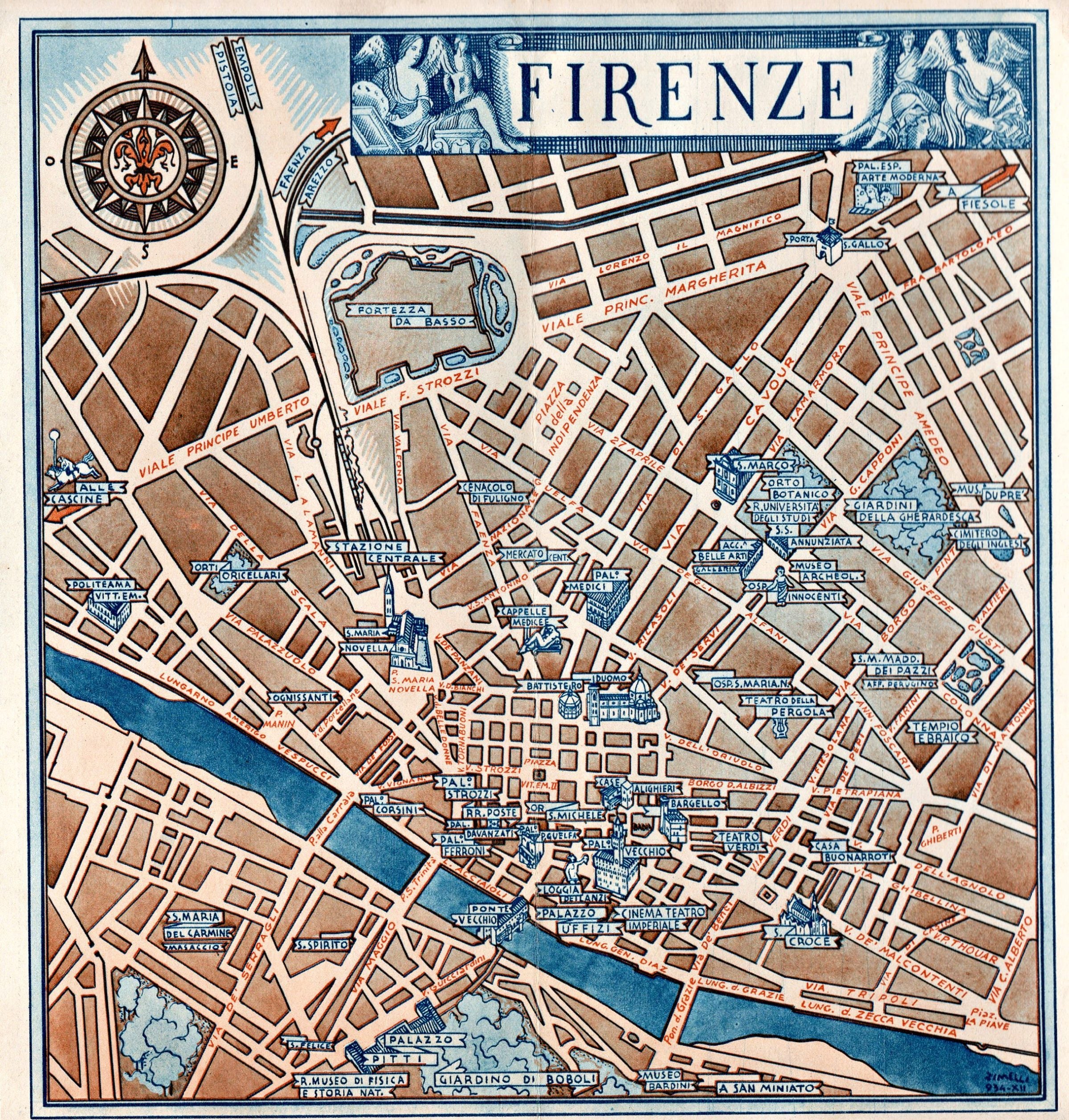 1934-Umberto-Zimelli-Florence-Firenze-Italy-Pictorial-Map