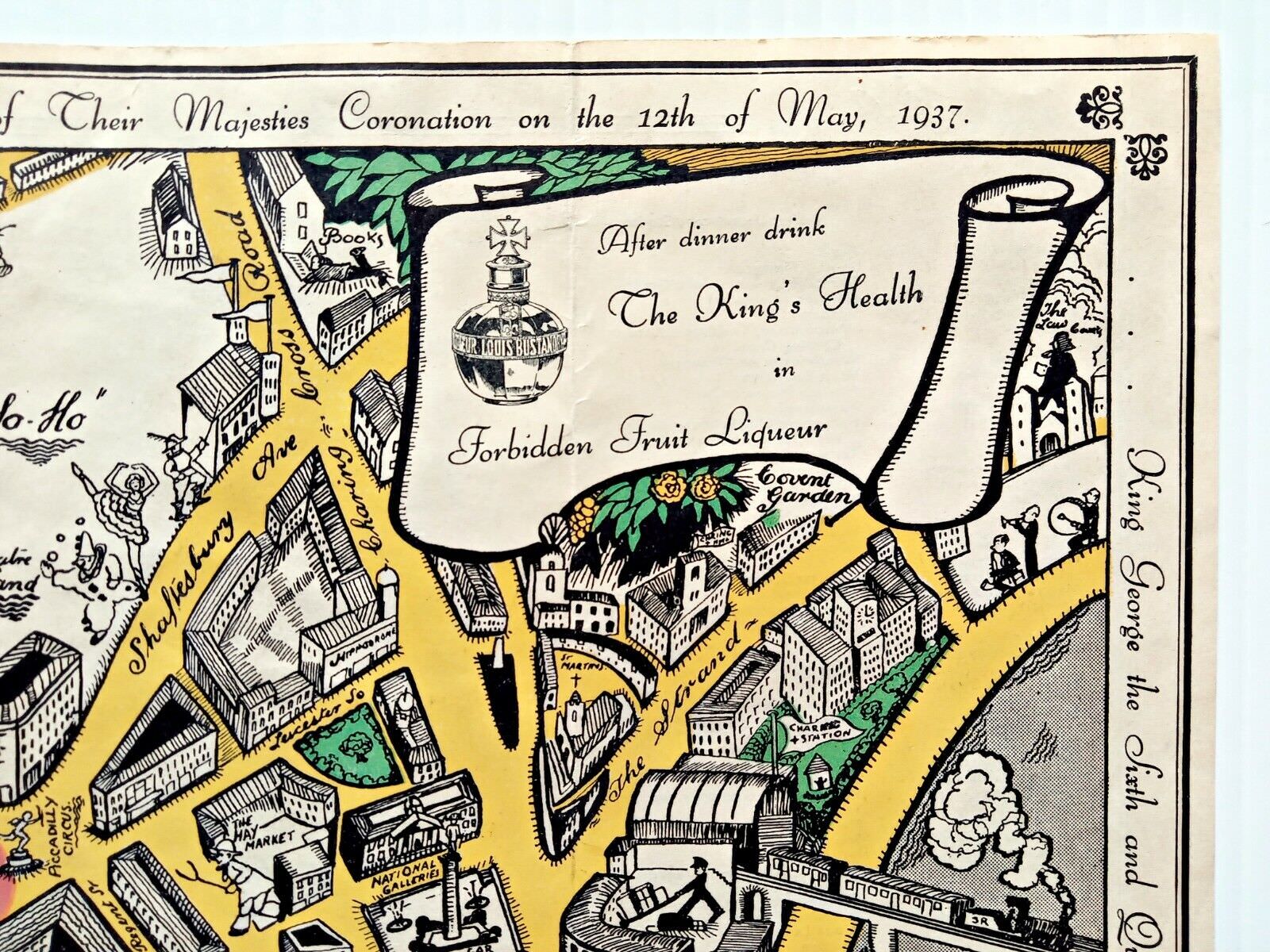 1937 London Pictorial Map by Claude Atkinson, Coronation Route King George 6th