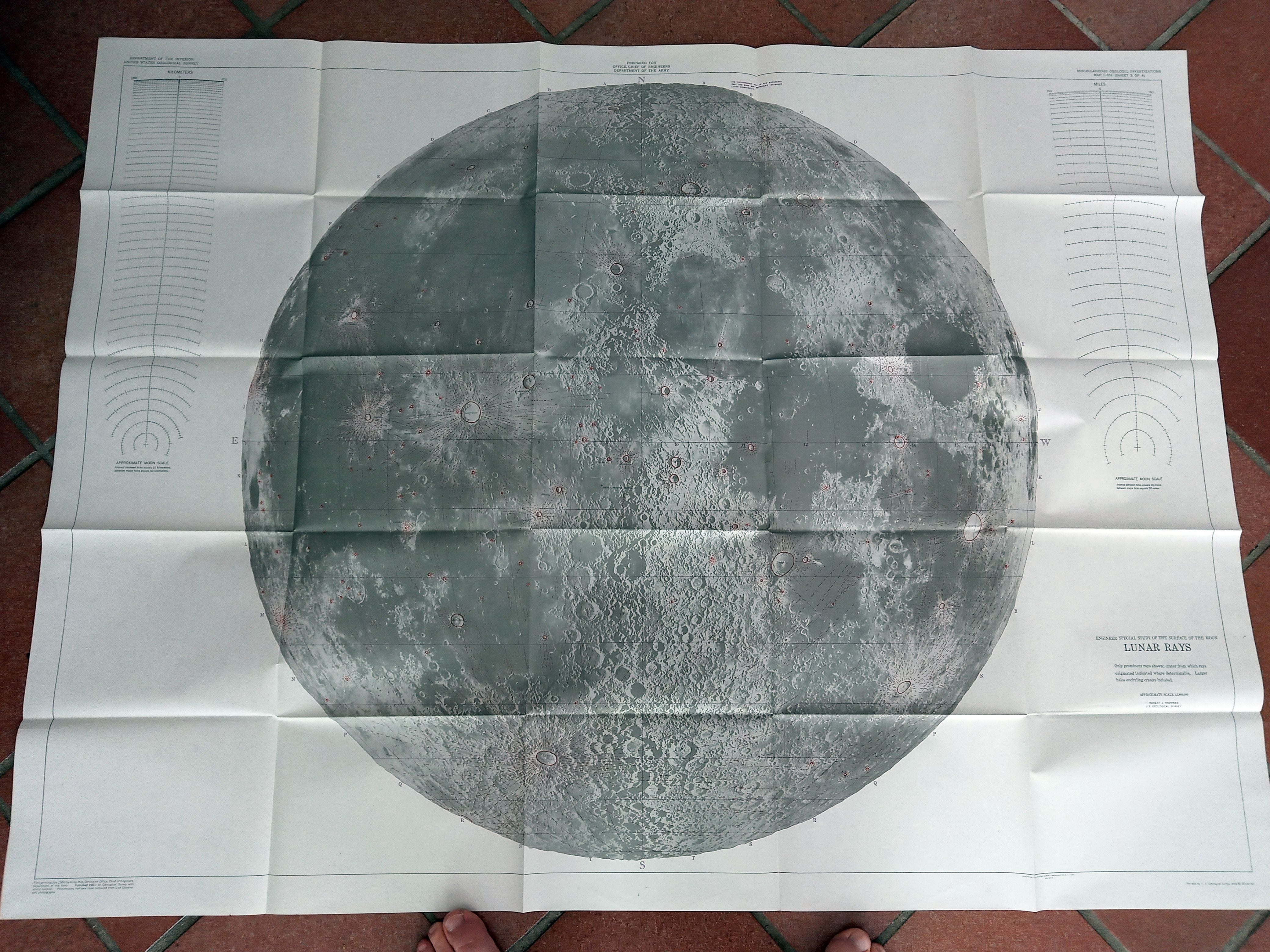 1961 U.S. Geological Survey Moon Maps By Robert Hackman Map 2