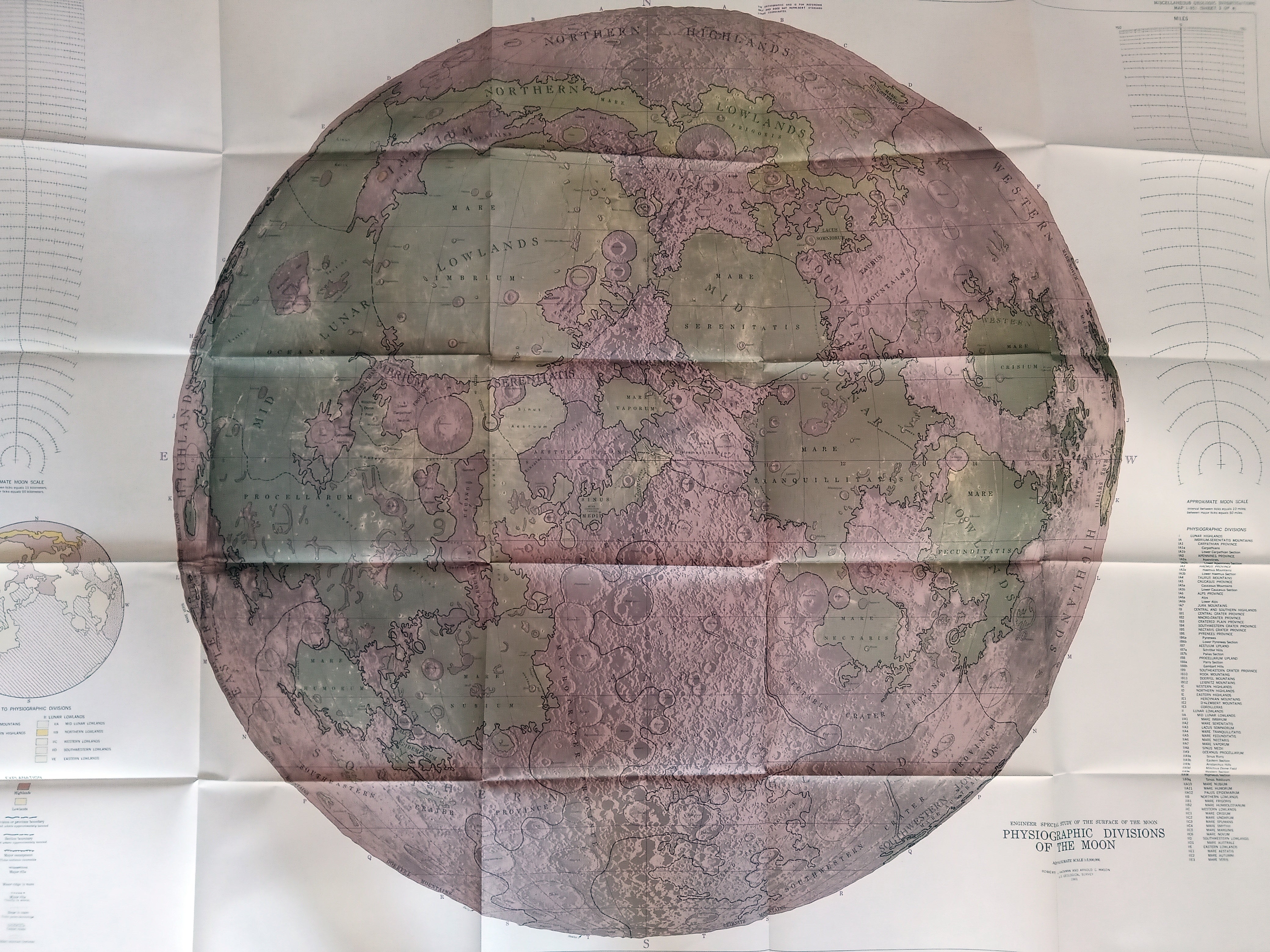 1961 U.S. Geological Survey Moon Maps By Robert Hackman Map 3a