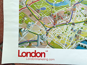 Very Rare 2003 London Olympic Venues, Pictorial Map, Poster, Underground Railway Stations, Transport
