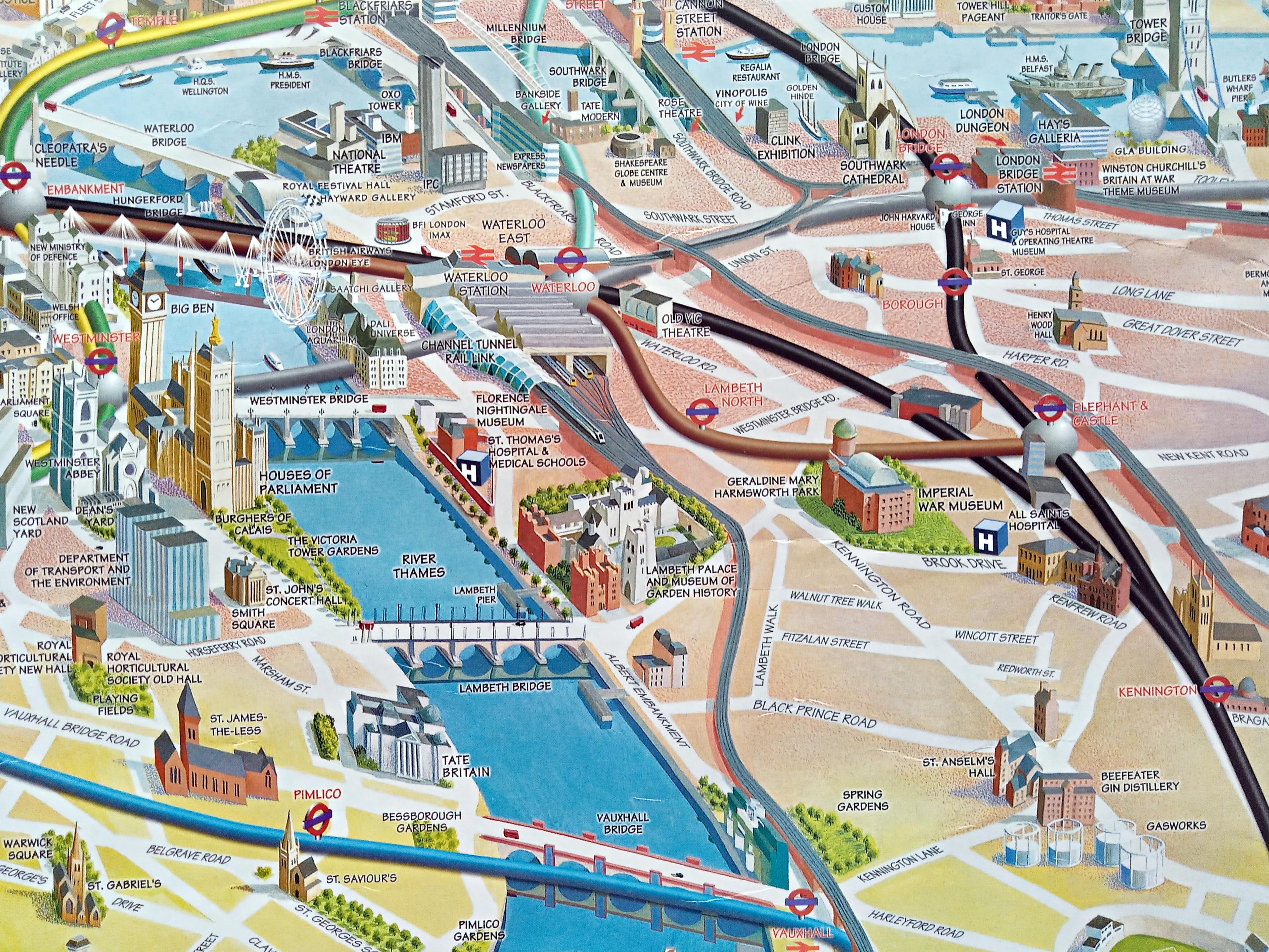 Very Rare 2003 London Olympic Venues, Pictorial Map, Poster, Underground Railway Stations, Transport