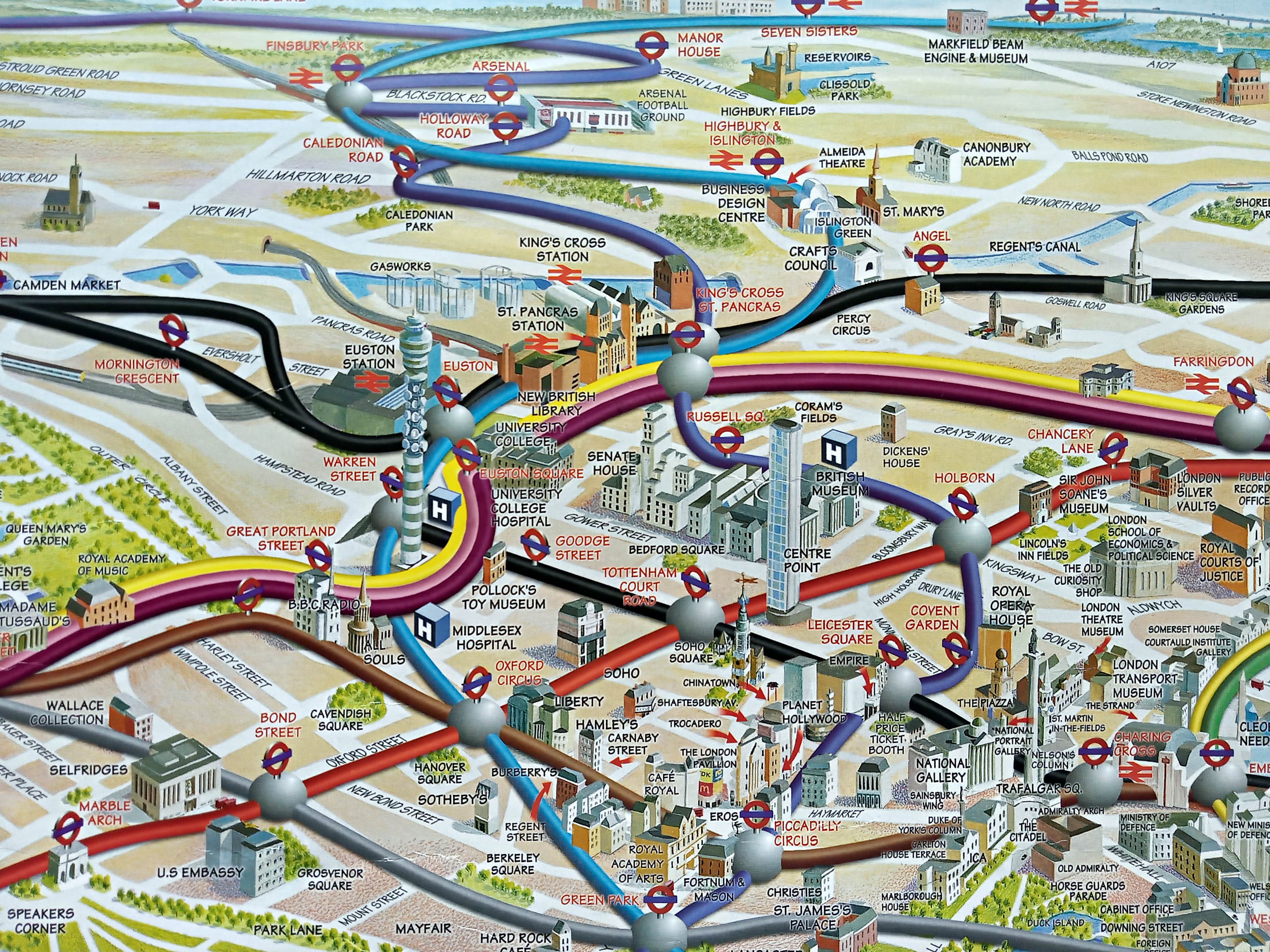 Very Rare 2003 London Olympic Venues, Pictorial Map, Poster, Underground Railway Stations, Transport