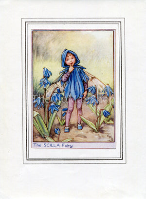 Scilla Flower Fairy 1950's Vintage Print Cicely Barker Garden Book Plate G008