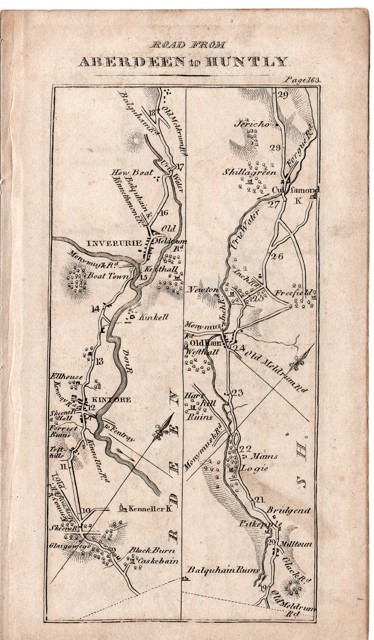 c.1792 Taylor & Skinner Road Maps of Scotland 3 pages 6 sides 163 to 168