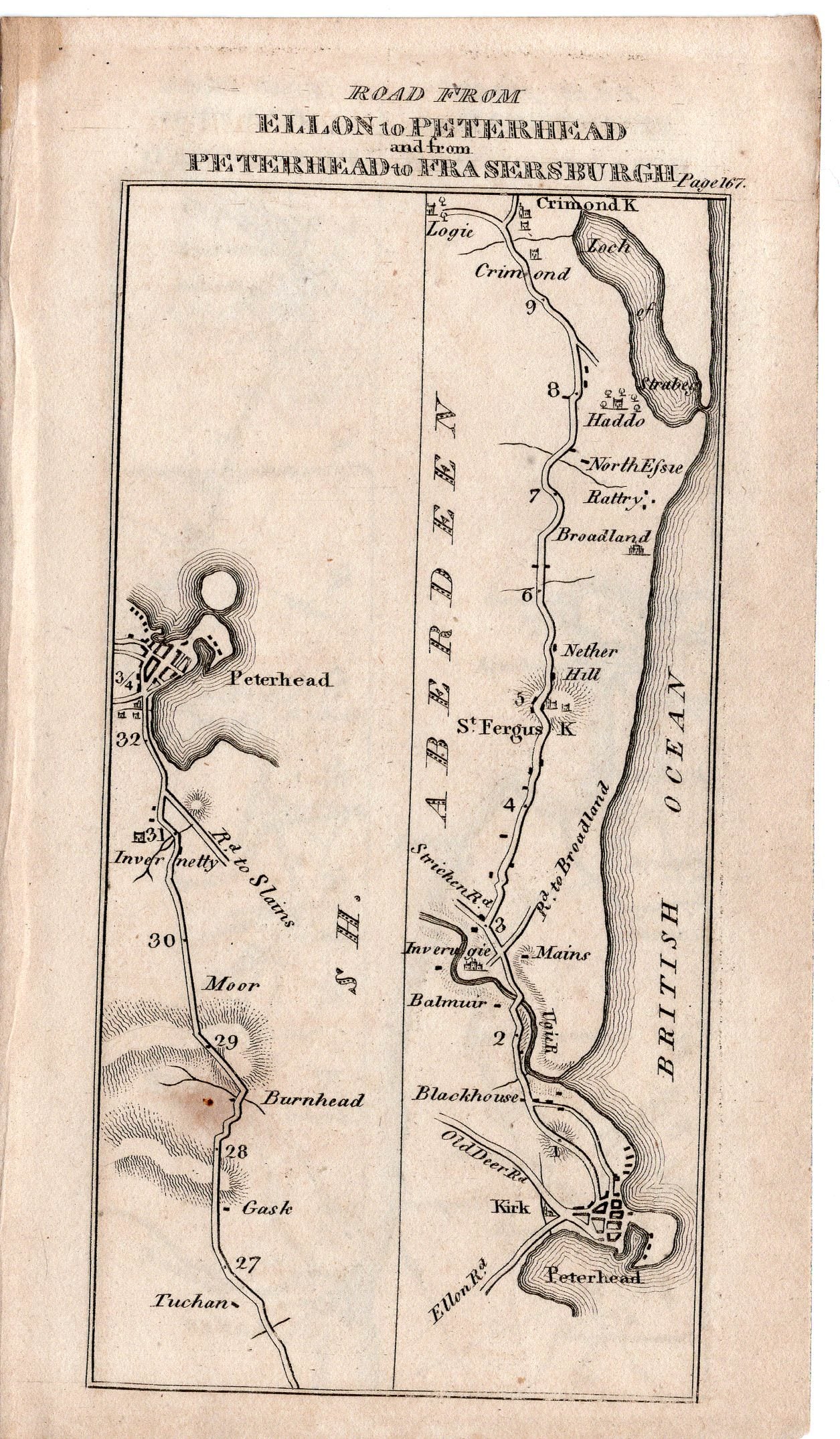 c.1792 Taylor & Skinner Road Maps of Scotland 3 pages 6 sides 163 to 168