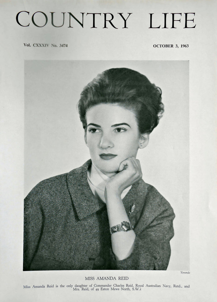 Amanda Reid Country Life Magazine Portrait October 3, 1963 Vol. CXXXIV No. 3474