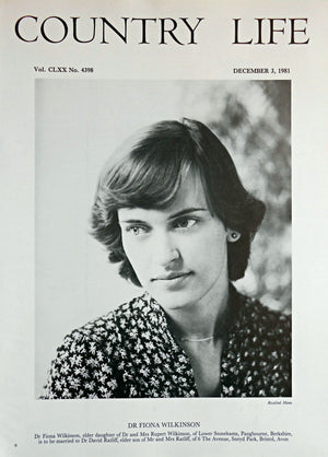 Dr Fiona Wilkinson Country Life Magazine Portrait December 3, 1981 Vol. CLXX No. 4398