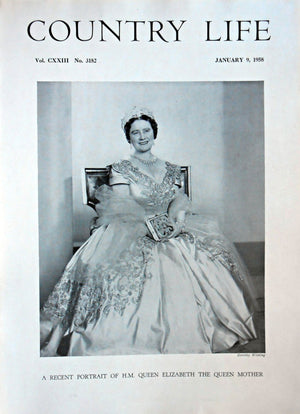 H.M Queen Elizabeth The Queen Mother Country Life Magazine Portrait January 9, 1958 Vol. CXXIII No. 3182 - Copy