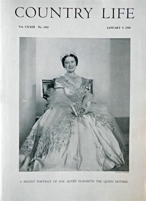 H.M Queen Elizabeth The Queen Mother Country Life Magazine Portrait January 9, 1958 Vol. CXXIII No. 3182