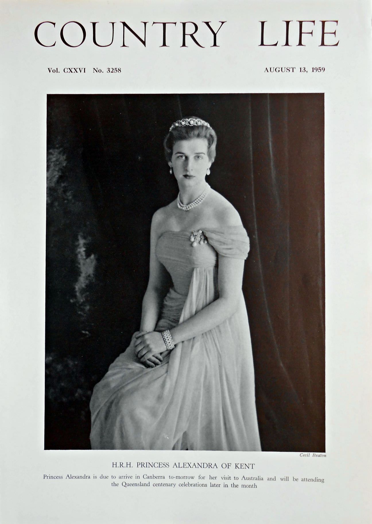 H.R.H. Princess Alexandra of Kent Country Life Magazine Portrait August 13, 1959 Vol. CXXVI No. 3258 - Copy