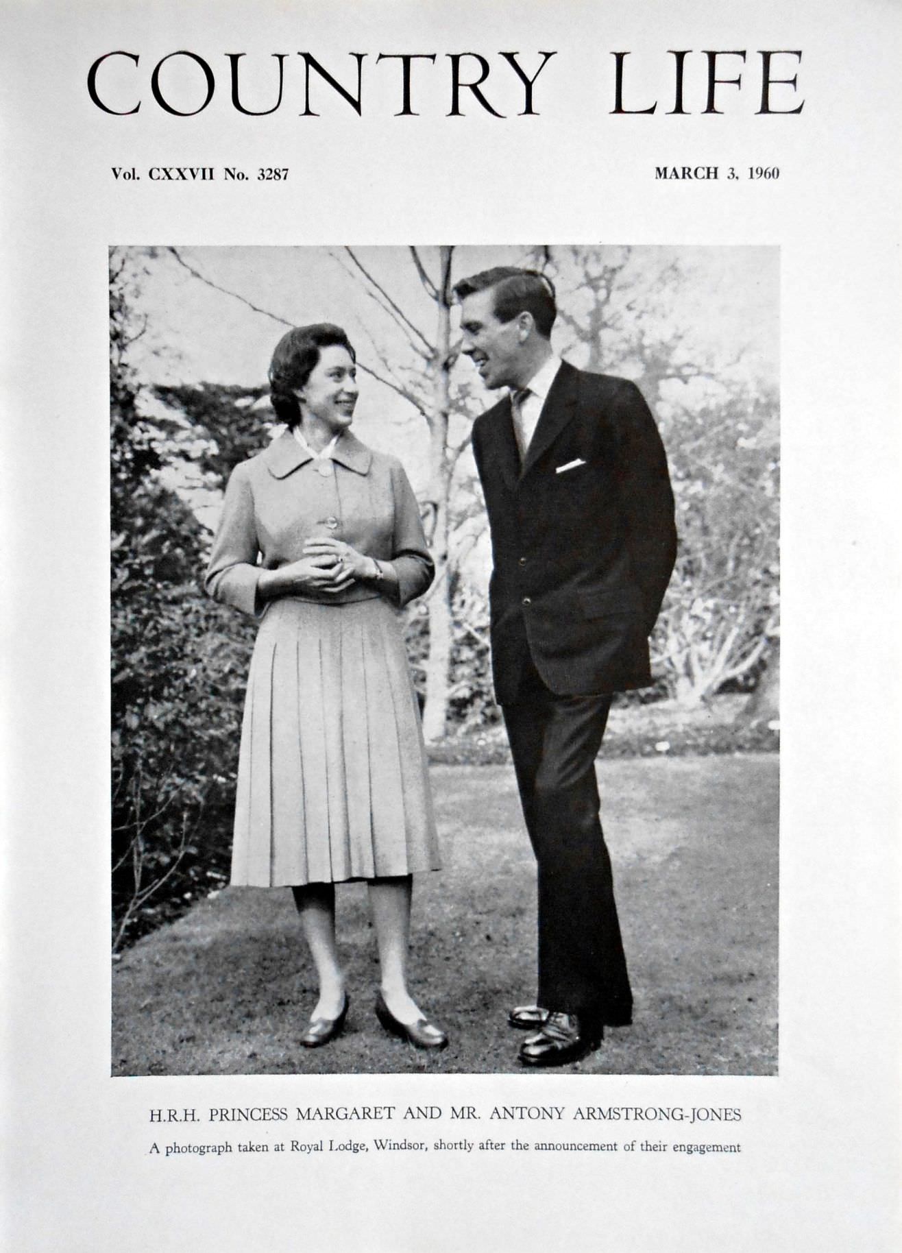 H.R.H. Princess Margaret & Mr. Antony Armstrong-Jones Country Life Magazine Portrait March 3, 1960 Vol. CXXVII No. 3287