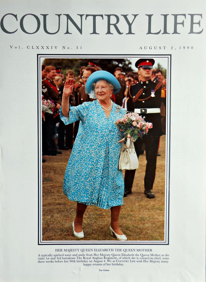 Her Majesty Queen Elizabeth The Queen Mother Country Life Magazine Portrait August 2, 1990 Vol. CLXXXIV No. 31