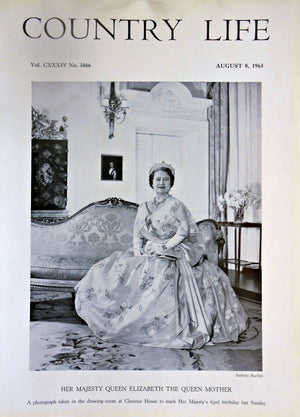 Her Majesty Queen Elizabeth The Queen Mother Country Life Magazine Portrait August 8, 1963 Vol. CXXXIV No. 3466