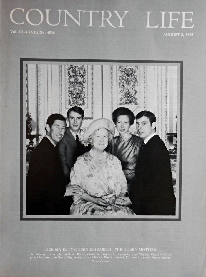Her Majesty Queen Elizabeth The Queen Mother Country Life Magazine Portrait August 8, 1985 Vol. CLXXVIII No. 4590