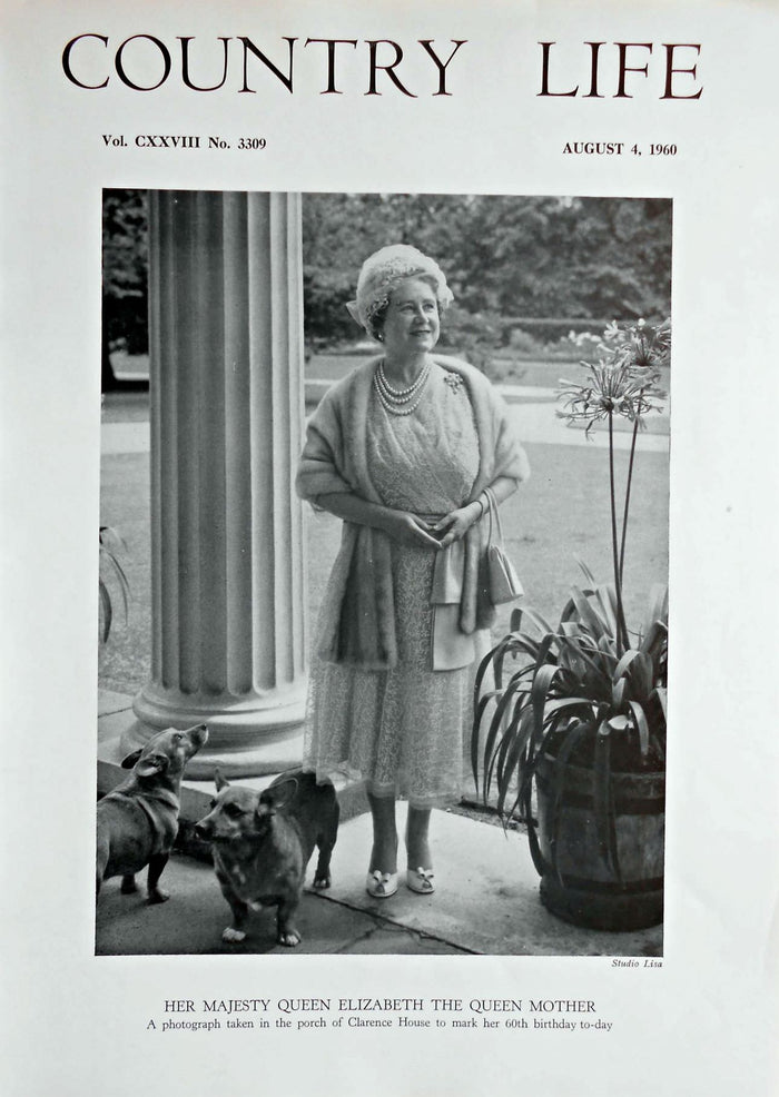 Her Majesty Queen Elizabeth the Queen Mother Country Life Magazine Portrait August 4, 1960 Vol. CXXVIII No. 3309