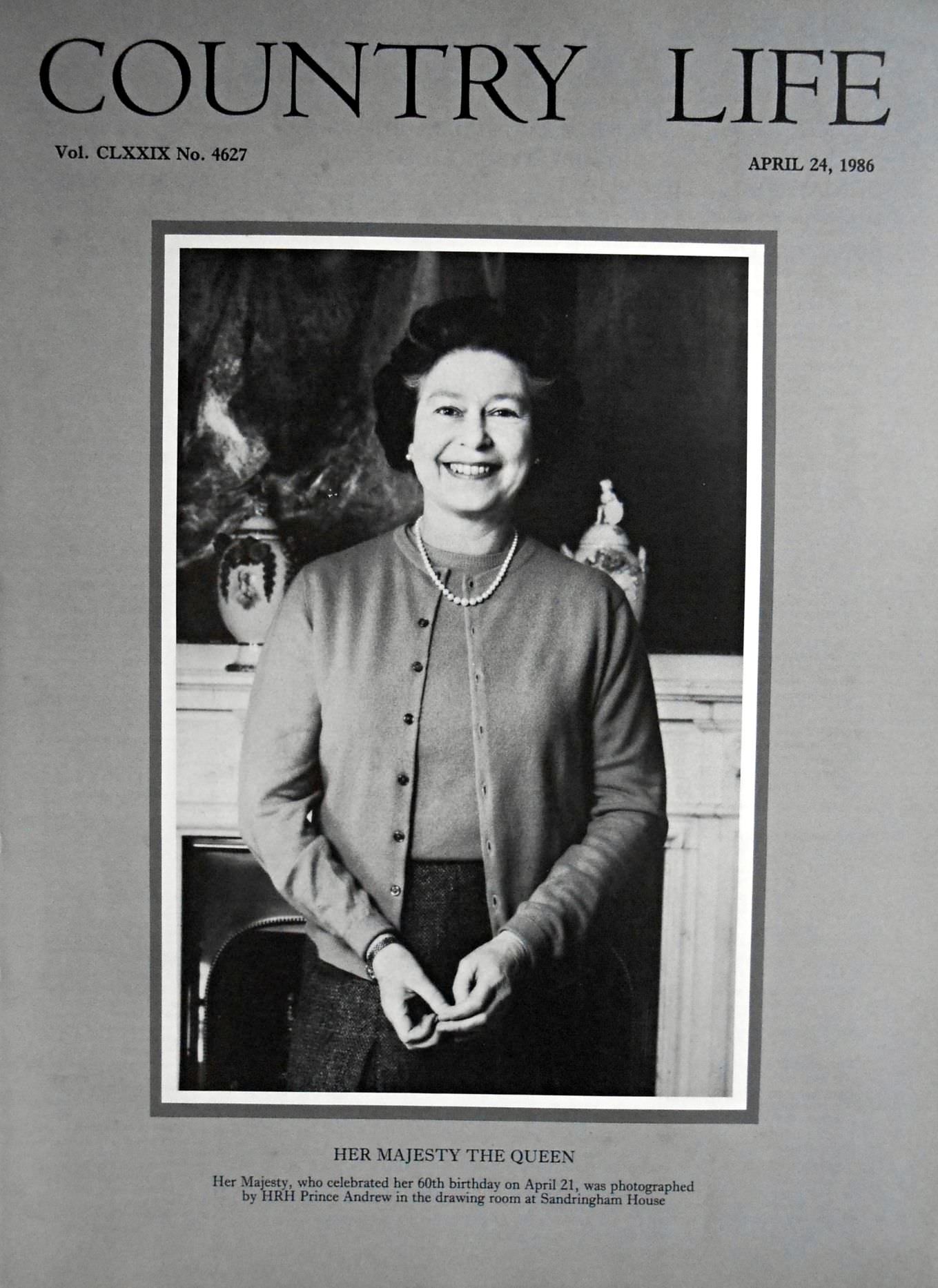 Her Majesty The Queen Country Life Magazine Portrait April 24, 1986 Vol. CLXXIX No. 4627