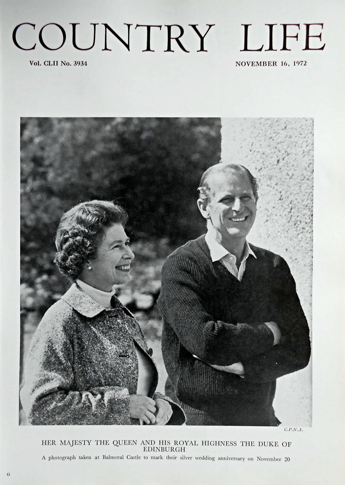Her Majesty The Queen and His Royal Highness The Duke of Edinburgh Country Life Magazine Portrait November 16, 1972 Vol. CLII No. 3934