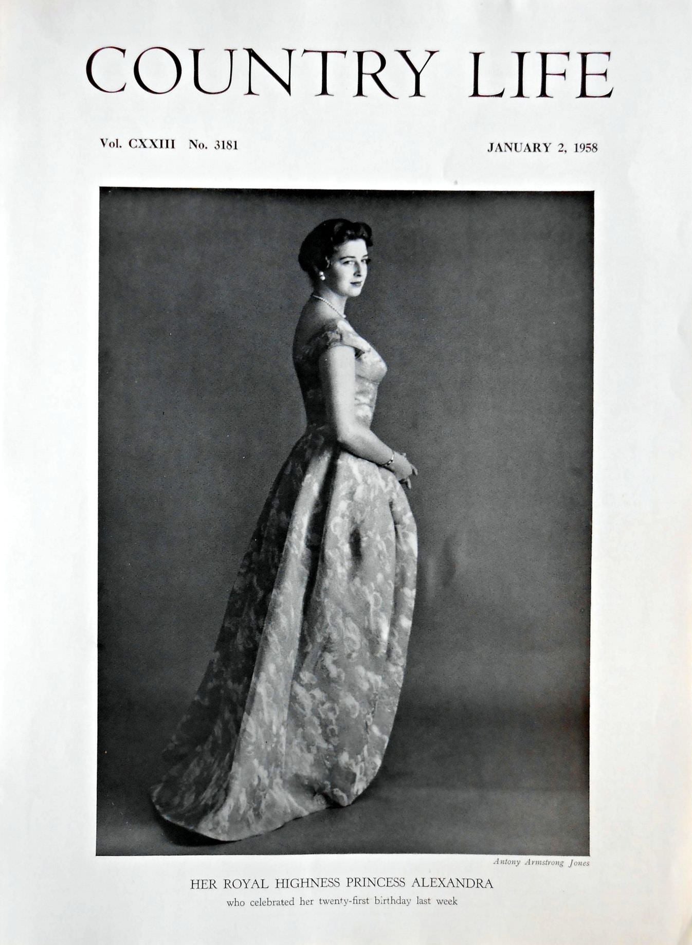 Her Royal Highness Princess Alexandra Country Life Magazine Portrait January 2, 1958 Vol. CXXIII No. 3181