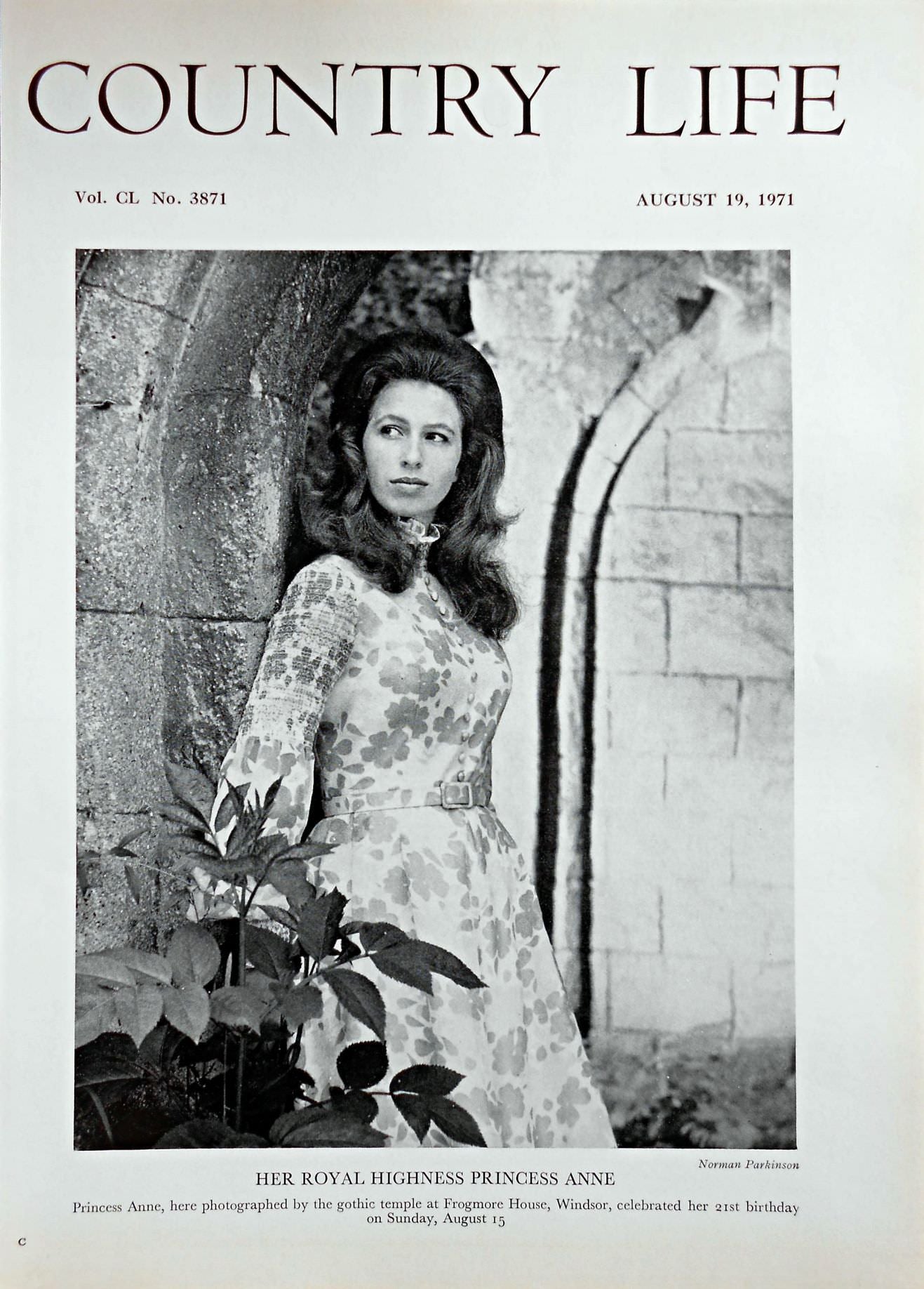 Her Royal Highness Princess Anne Country Life Magazine Portrait August 19, 1971 Vol. CL No. 3871 - Copy