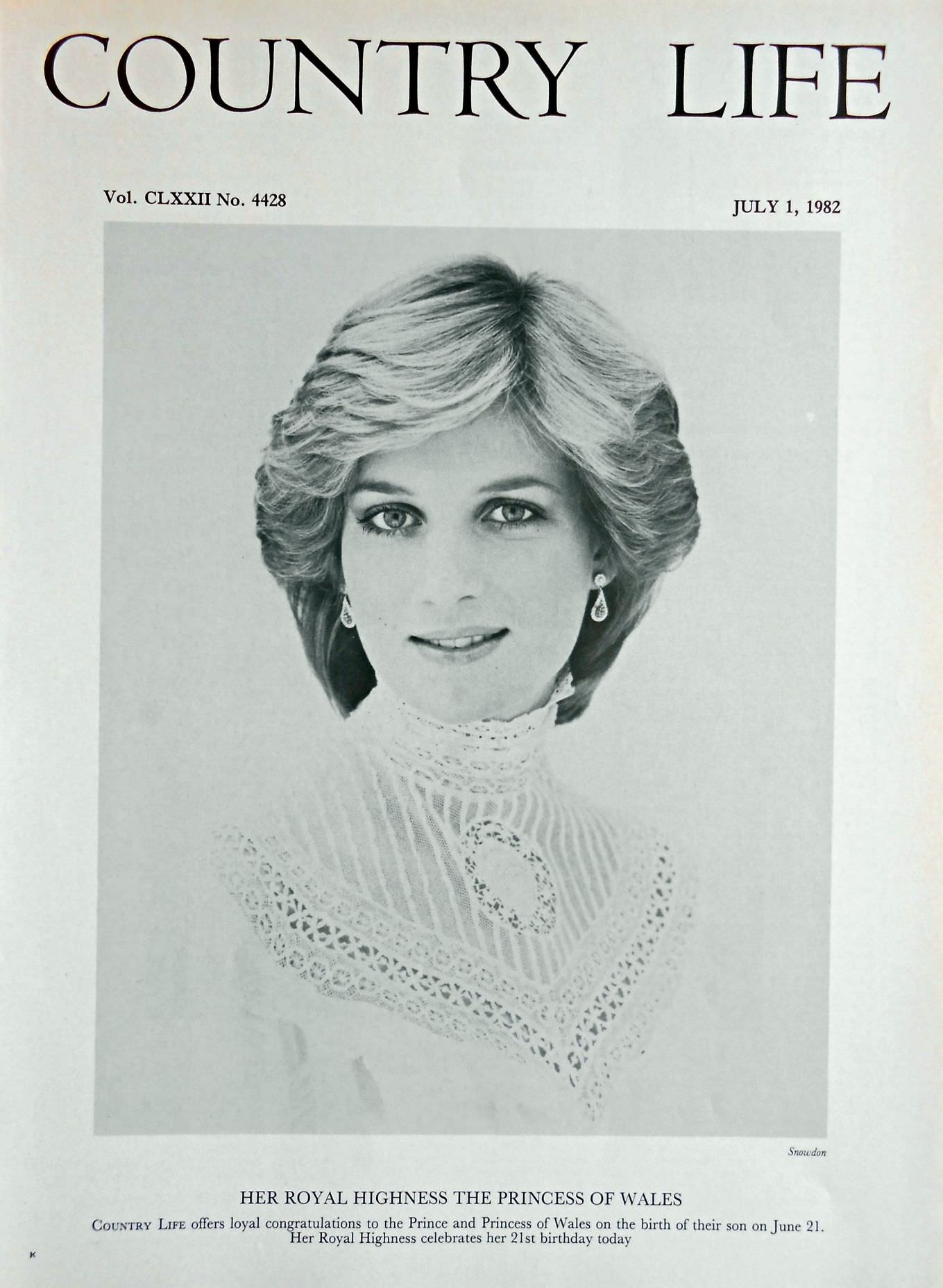Her Royal Highness The Princess of Wales Country Life Magazine Portrait July 1, 1982 Vol. CLXXII No. 4428