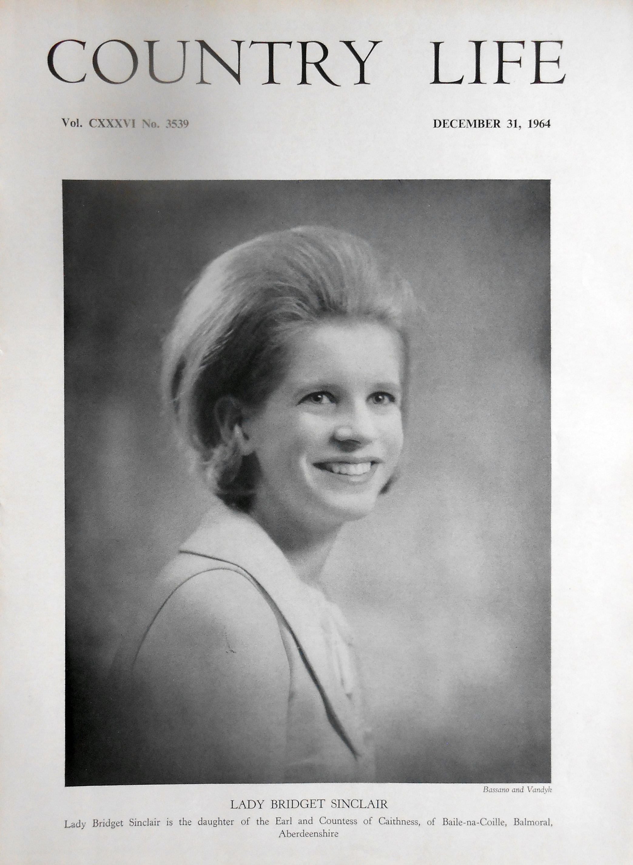 Lady Bridget Sinclair Country Life Magazine Portrait December 31, 1964 Vol. CXXXVI No. 3539