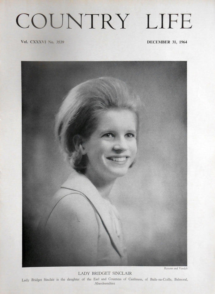 Lady Bridget Sinclair Country Life Magazine Portrait December 31, 1964 Vol. CXXXVI No. 3539