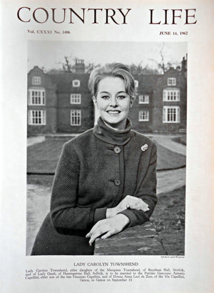 Lady Carolyn Townshend Country Life Magazine Portrait June 14, 1962 Vol. CXXXI No. 3406