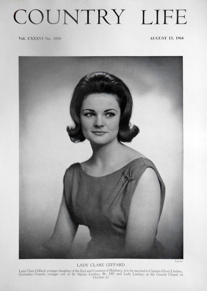 Lady Clare Giffard Country Life Magazine Portrait August 13, 1964 Vol. CXXXVI No. 3519