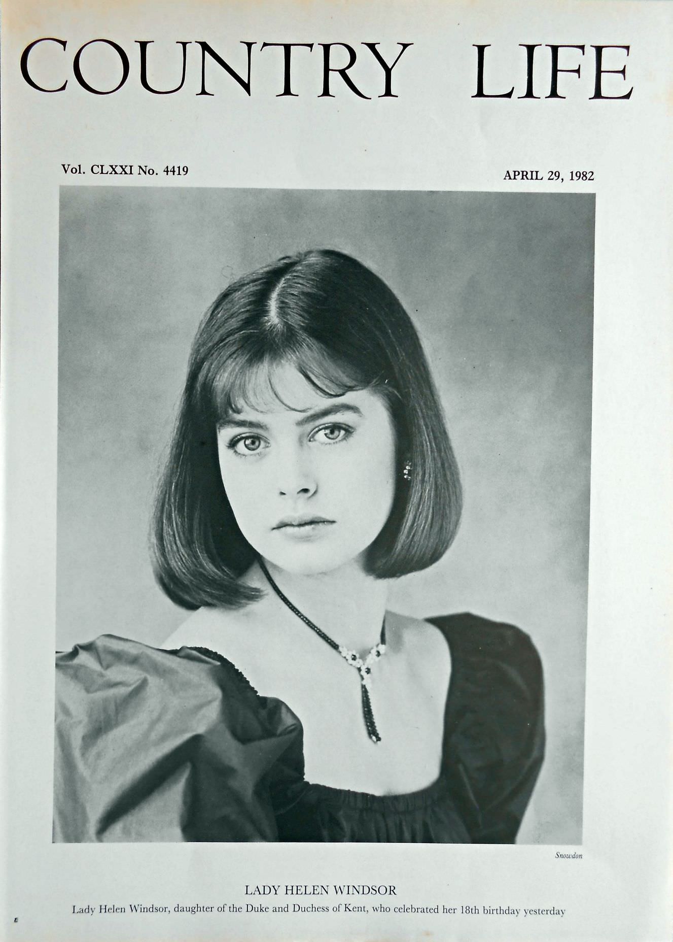 Lady Helen Windsor Country Life Magazine Portrait April 29, 1982 Vol. CLXXI No. 4419 - Copy