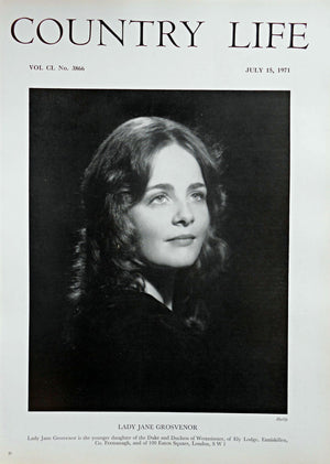 Lady Jane Grosvenor Country Life Magazine Portrait July 15, 1971 Vol. CL No. 3866