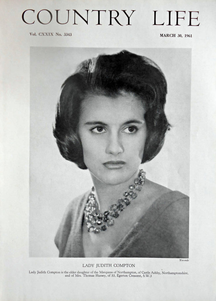 Lady Judith Compton Country Life Magazine Portrait March 30, 1961 Vol. CXXIX No. 3343