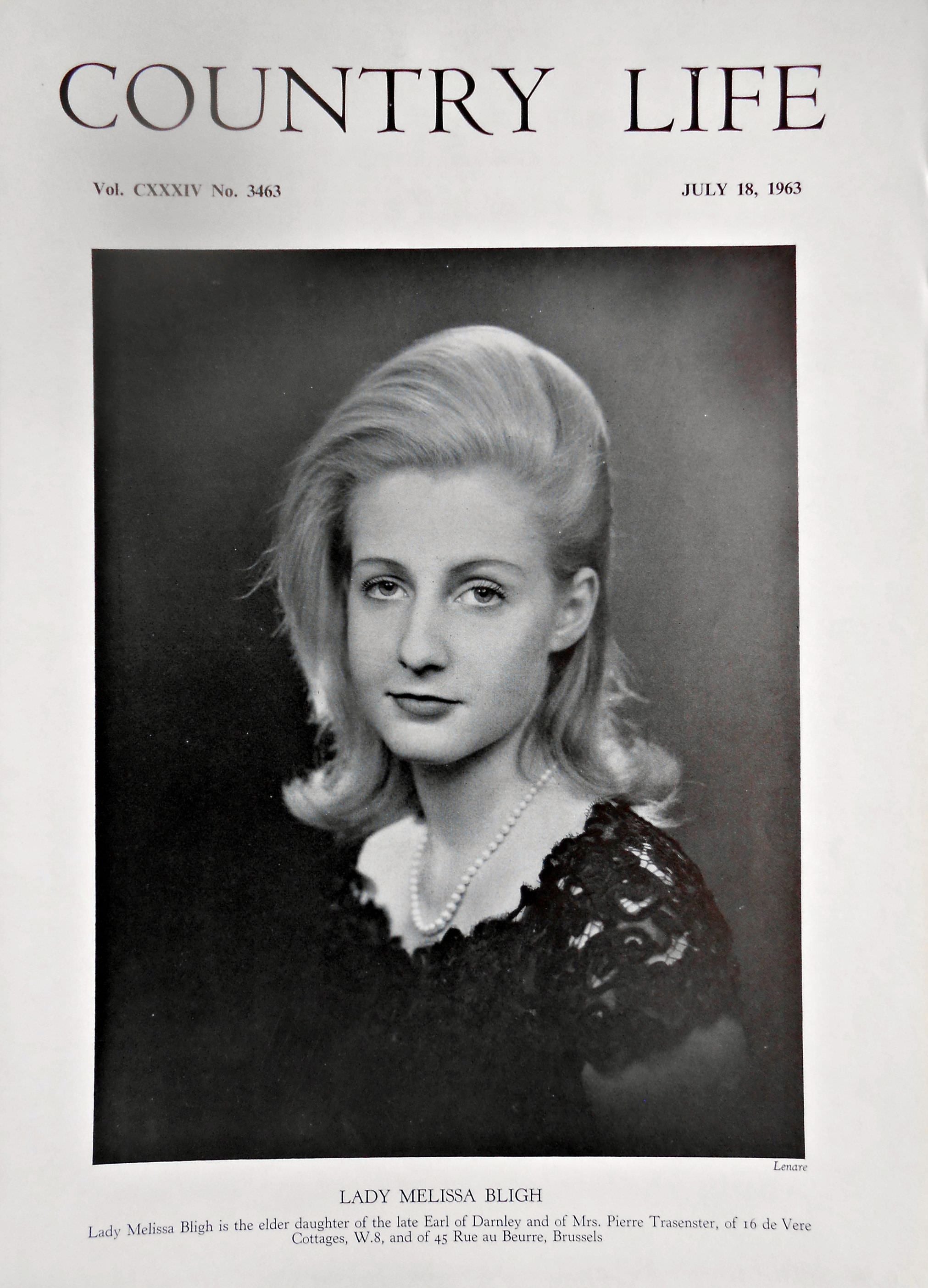 Lady Melissa Bligh Country Life Magazine Portrait July 18, 1963 Vol. CXXXIV No. 3463 - Copy