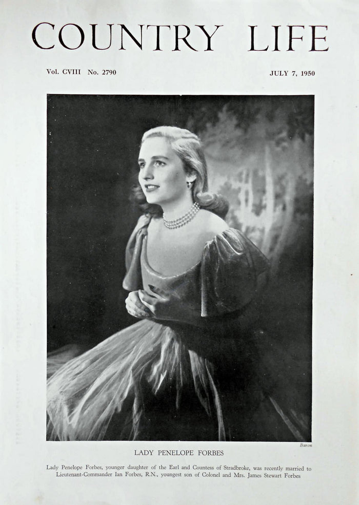 Lady Penelope Forbes Country Life Magazine Portrait July 7, 1950 Vol. CVIII No. 2790