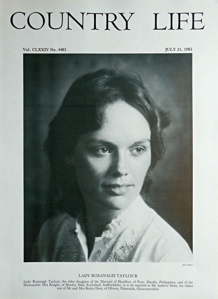 Lady Rosanagh Taylour Country Life Magazine Portrait July 21, 1983 Vol. CLXXIV No. 4483