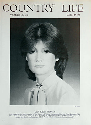 Lady Sarah Spencer Country Life Magazine Portrait March 27, 1980 Vol. CLXVII No. 4316