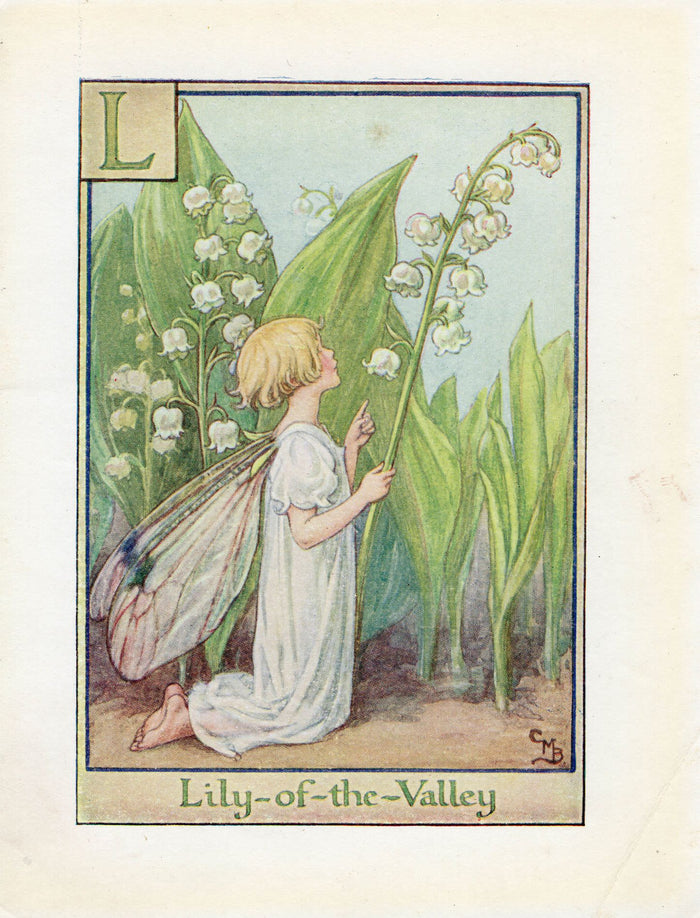 Lily-of-the-Valley Flower Fairy Vintage Print c1940 Cicely Barker Alphabet Letter L