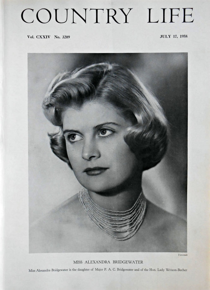 Miss Alexandra Bridgewater Country Life Magazine Portrait July 17, 1958 Vol. CXXIV No. 3209