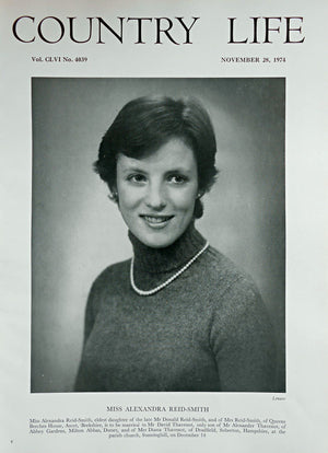 Miss Alexandra Reid-Smith Country Life Magazine Portrait November 28, 1974 Vol. CLVI No. 4039